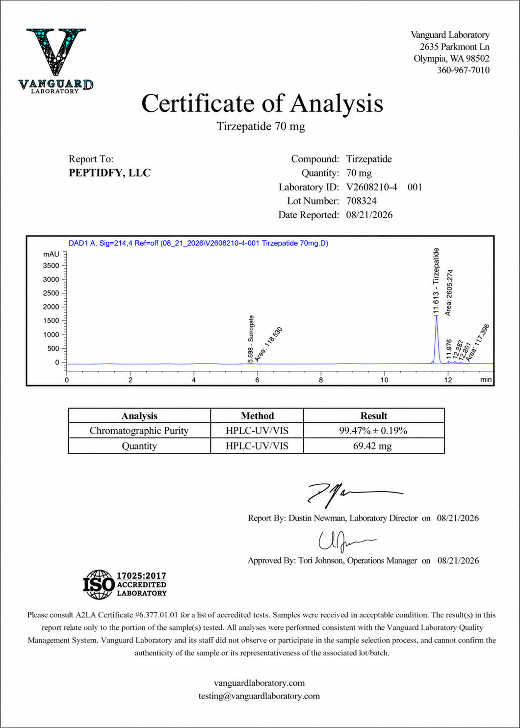 Peptidfy® Tirzepatid 70MG + 3mL Bakteriyostatik Su