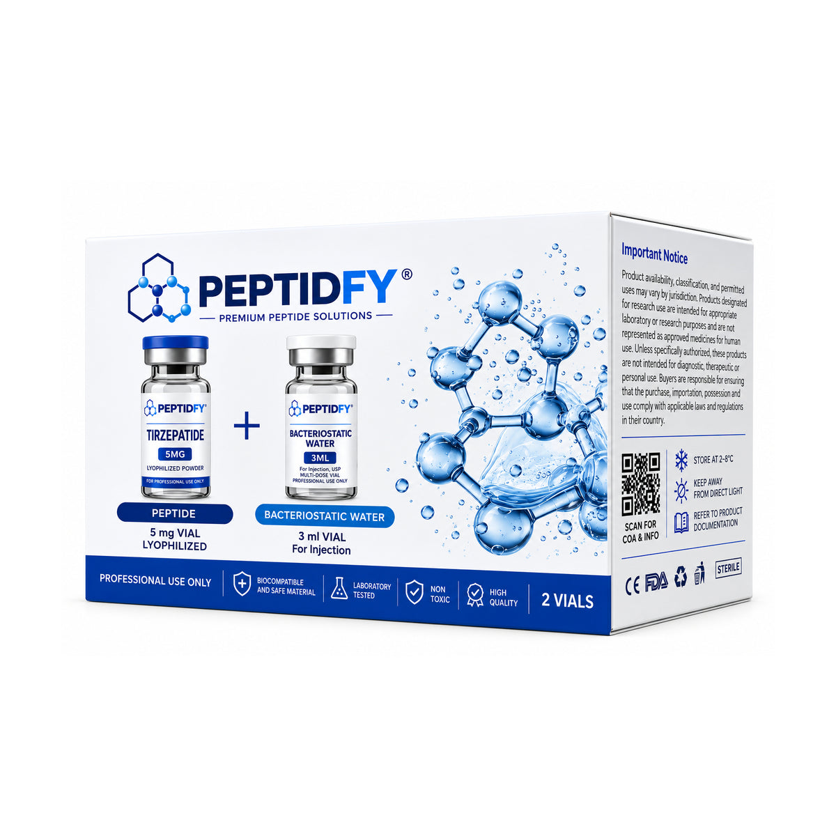 Peptidfy® Tirzepatide 5MG + 3mL Bacteriostatic Water