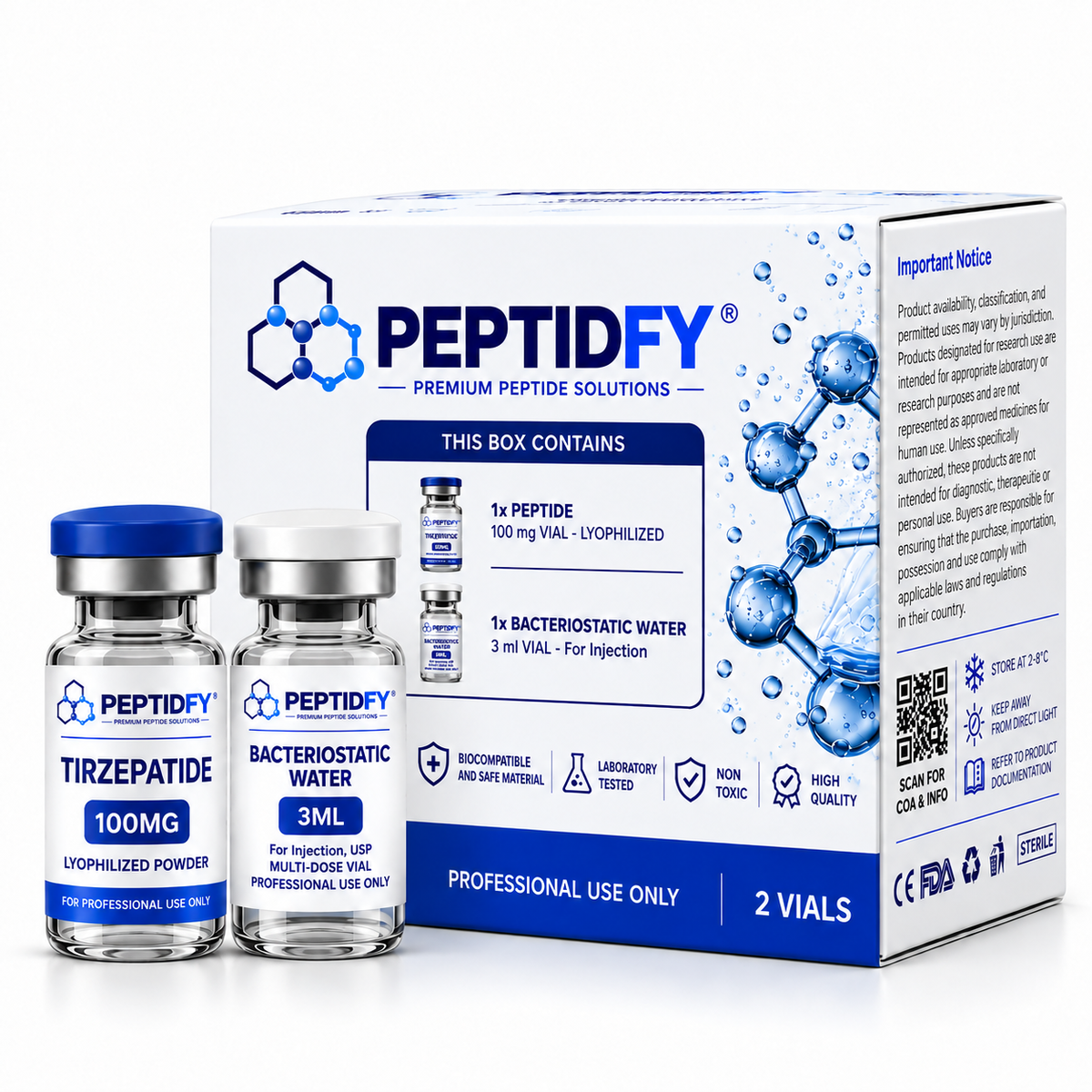 Peptidfy® Tirzepatide 100MG + 3mL Bakteriyostatik Su