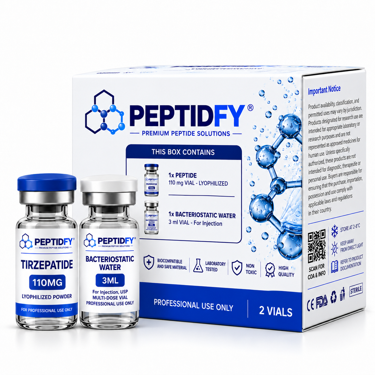 Peptidfy® Tirzepatid 110MG + 3mL Bakteriyostatik Su