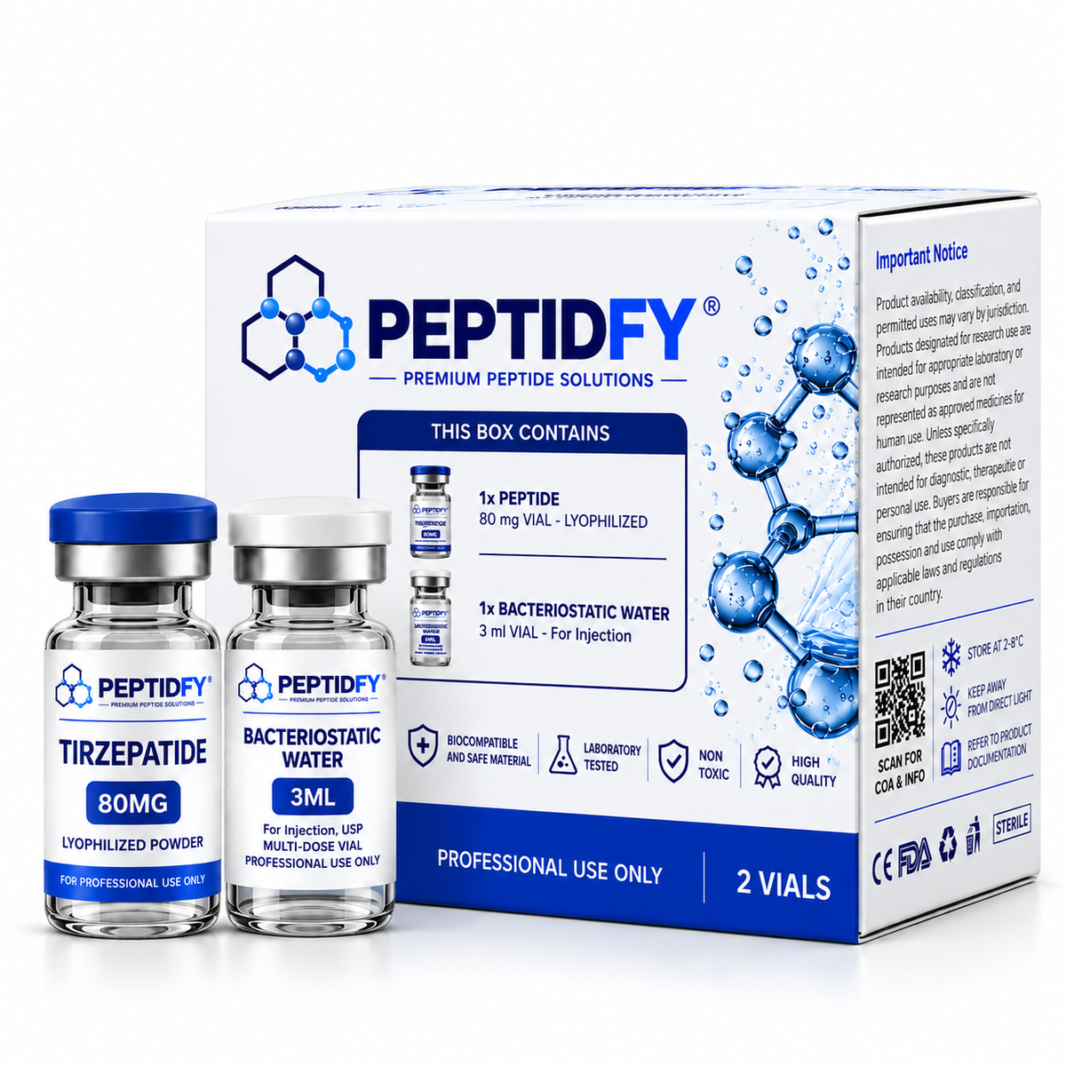 Peptidfy® Tirzepatid 80MG + 3mL Bakteriyostatik Su