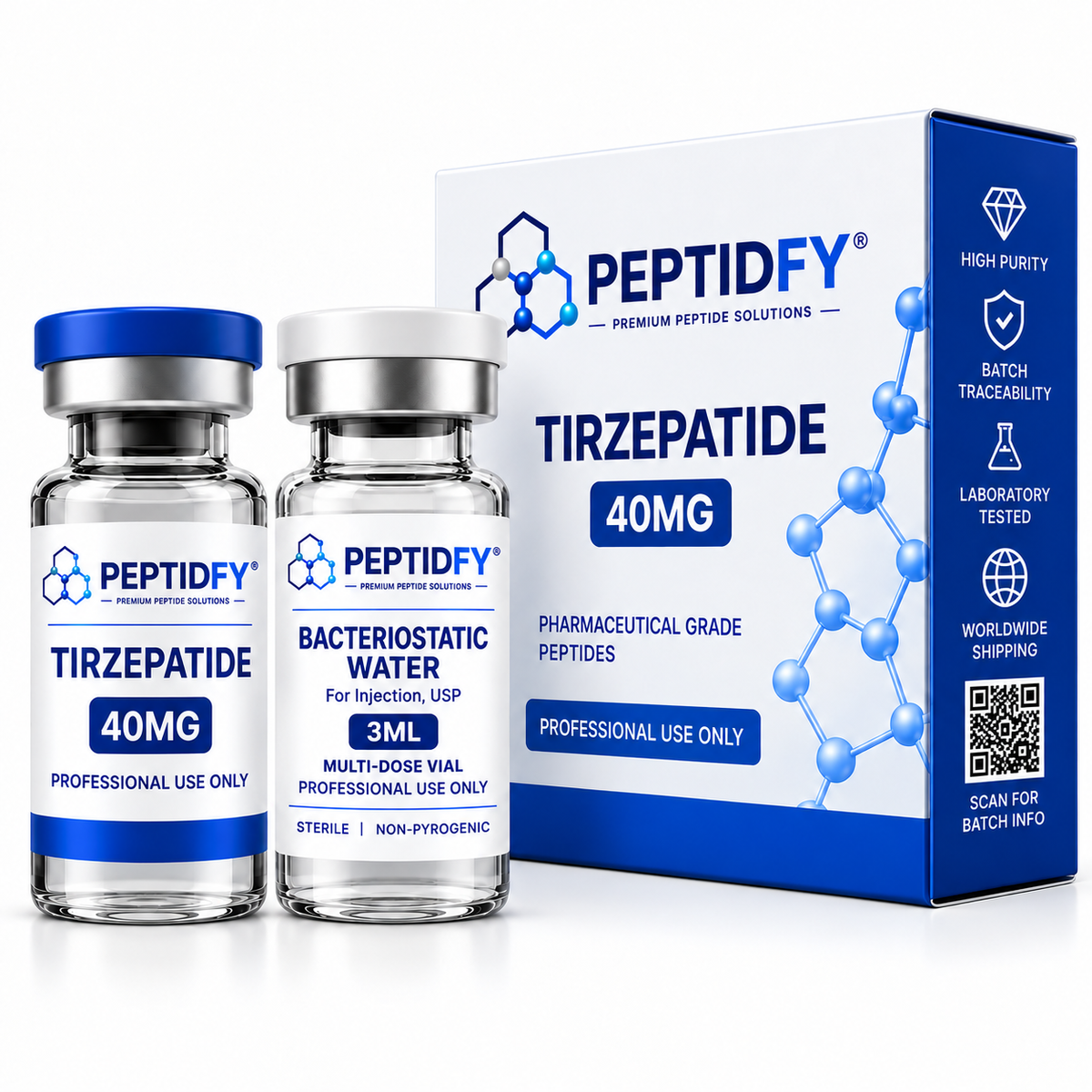 Peptidfy® Tirzepatide 40MG + 3mL Bacteriostatic Water